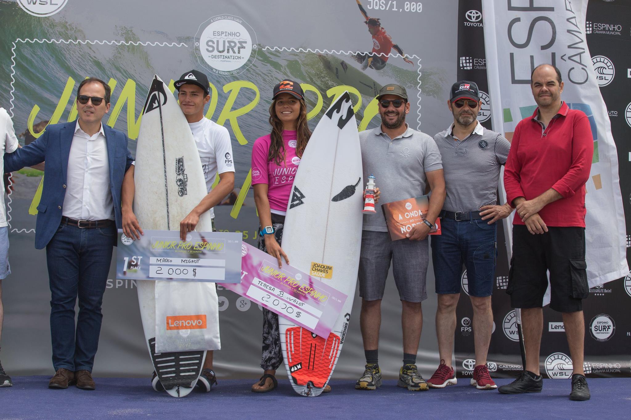 Surf: Teresa Bonvalot e Marco Mignot ganharam Junior Pro Espinho