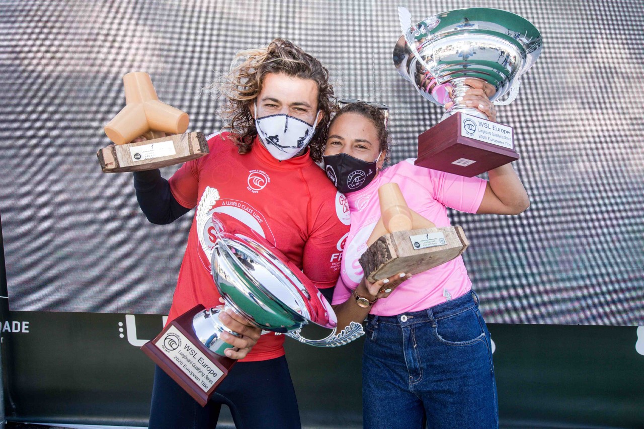 Franceses Edouard Delpero e Alice Lemoigne sagram-se campeões europeus no Longboard Pro Espinho