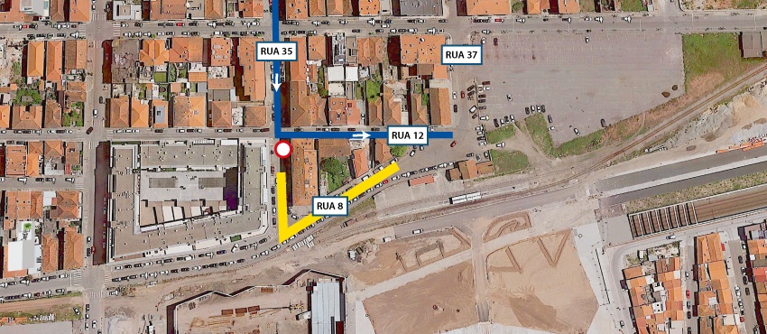 Condicionamento de trânsito na rua 8 entre a Rua 35 e a Rua 37